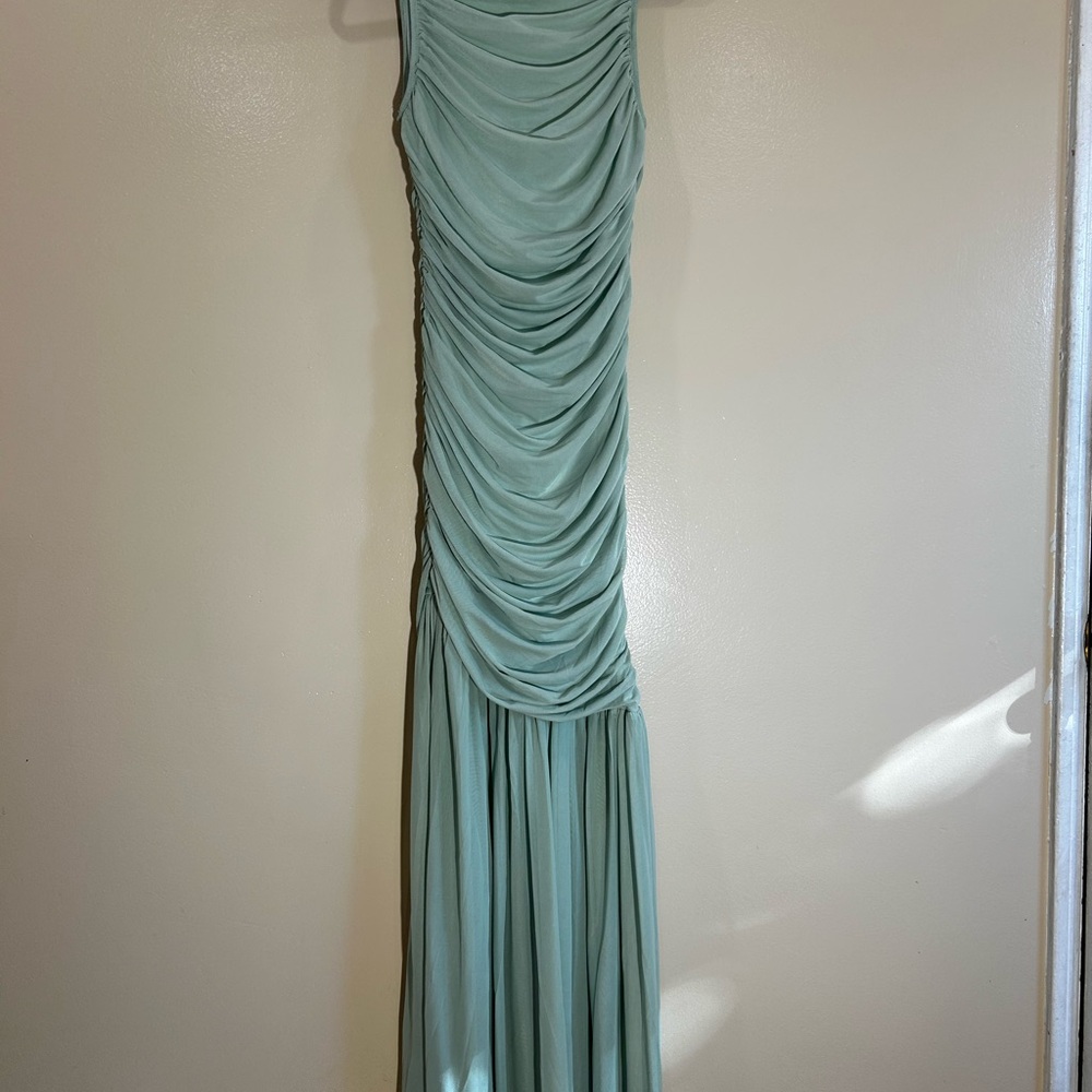 Fashion Nova Mint Green Gathered Maxi Dress